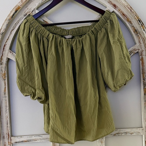 H&M Tops - H&M Olive Green Off-Shoulder Blouse